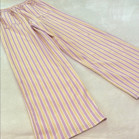 Striped Lavender and Yellow Wide Leg Lounge Pants - Picture 9 of 13